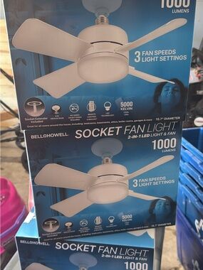 White Socket Fan Light - 2-in-1 LED Fan and Light